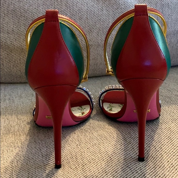 SOLD Gucci Isle Jeweled Ankle-Wrap Heels - Picture 4 of 4